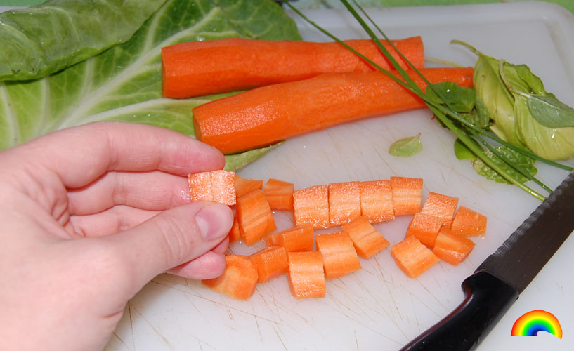 Chop the veg into small bits
